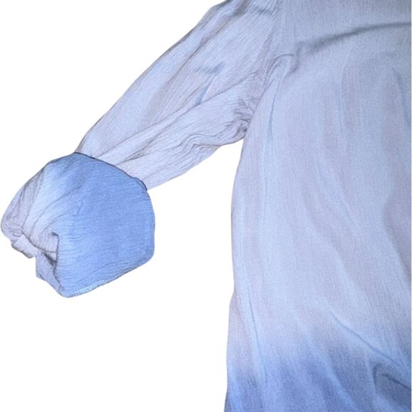 Beachlunchlounge Ombre Tie Front Blouse-Blue-Size L-GUC - Picture 3 of 6